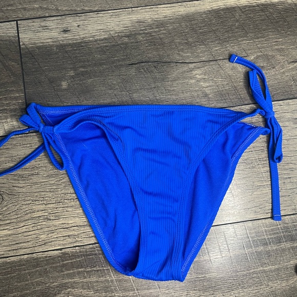 blue ribbed, tie bottom bikini set - Picture 5 of 5